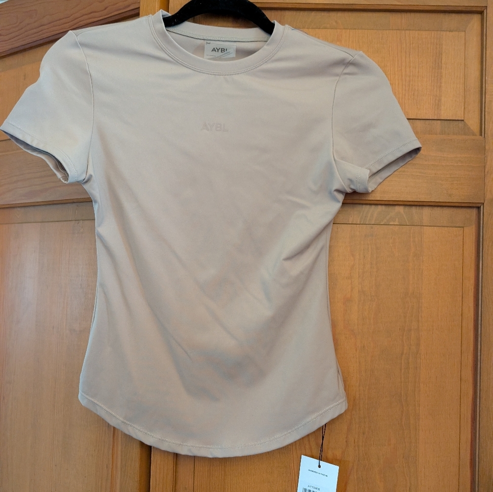 AYBL Short Sleeve Crew Tee in Light Beige